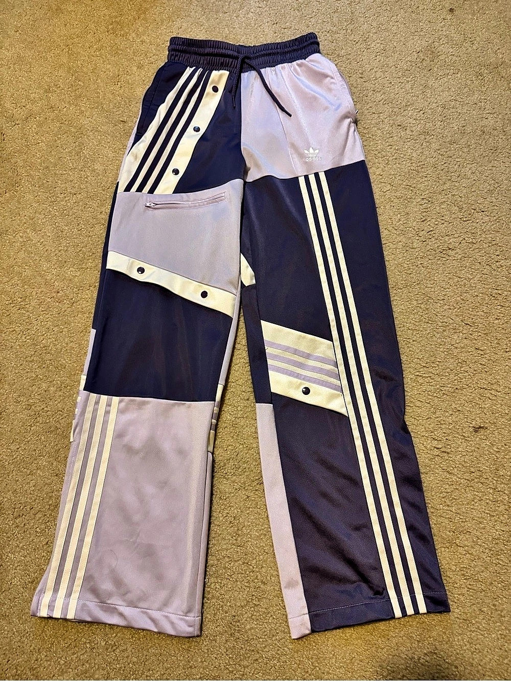 adidas Adibreak Pants Color Block Purple & White Size XS